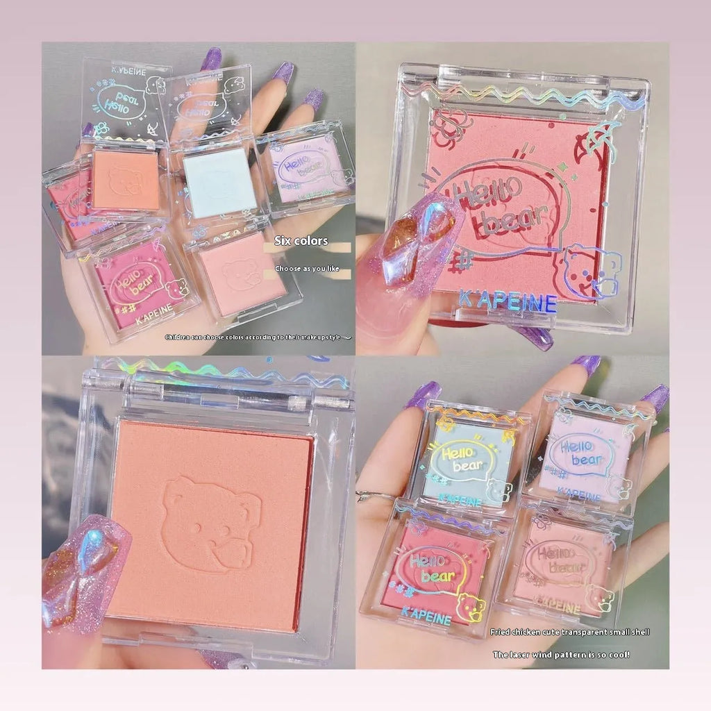 Matte natural makeup blush powder compact in six colour shades with 1.3g net content