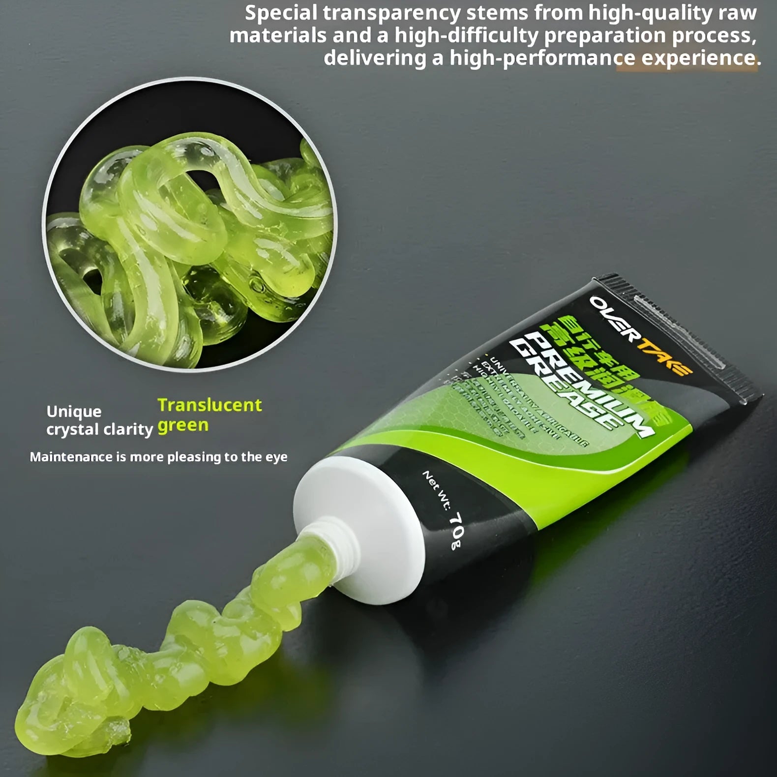 70g bottle of green apple scented synthetic bicycle grease for chain and gear maintenance