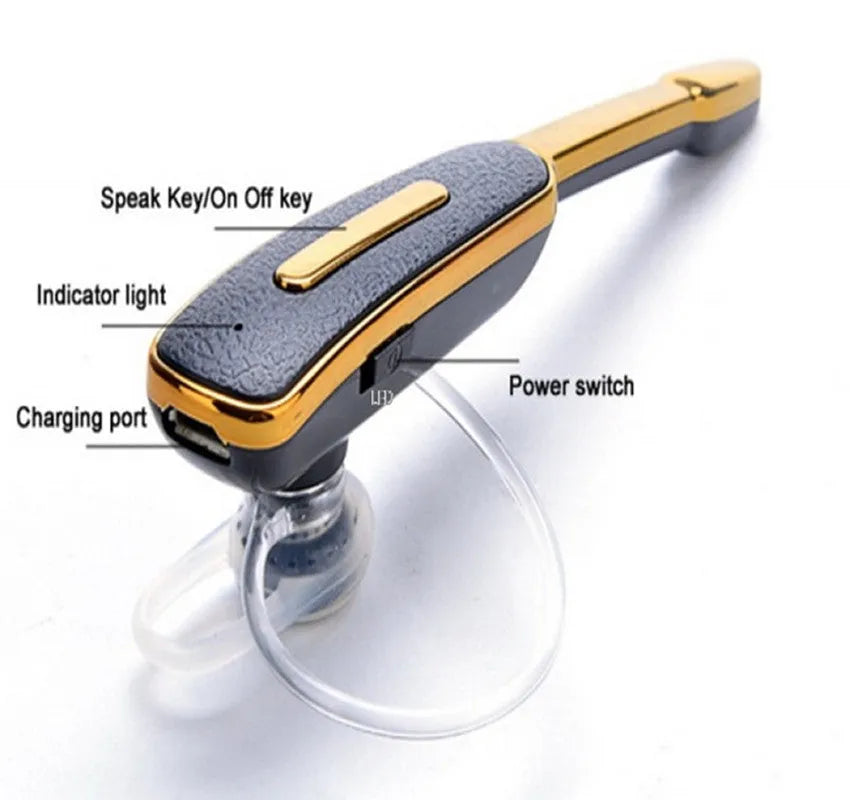 Leather pattern single-sided mono Bluetooth headset in Black Silver with call and NFC functions
