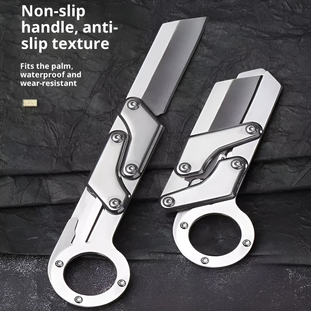 Thickened mechanical deformation folding knife with silver stainless steel blade and 67mm handle