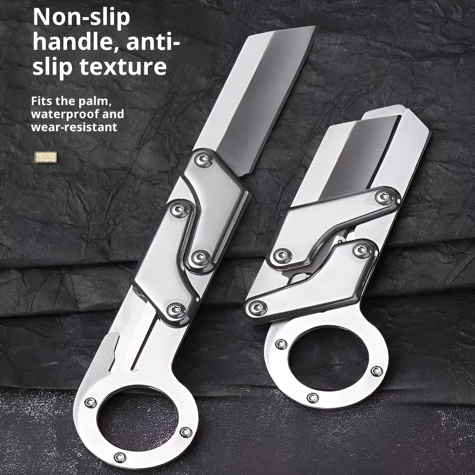 Thickened mechanical deformation folding knife with silver stainless steel blade and 67mm handle