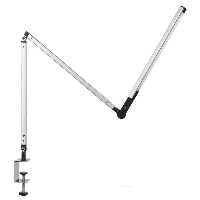 Aluminium LED desk lamp with clip mount and remote control dimmer in black finish