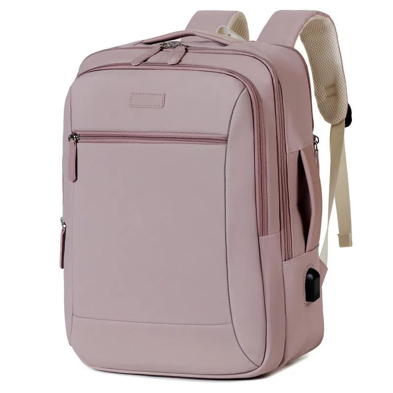 Women's multi-functional large capacity business bag in Oxford cloth, solid colour, beige option