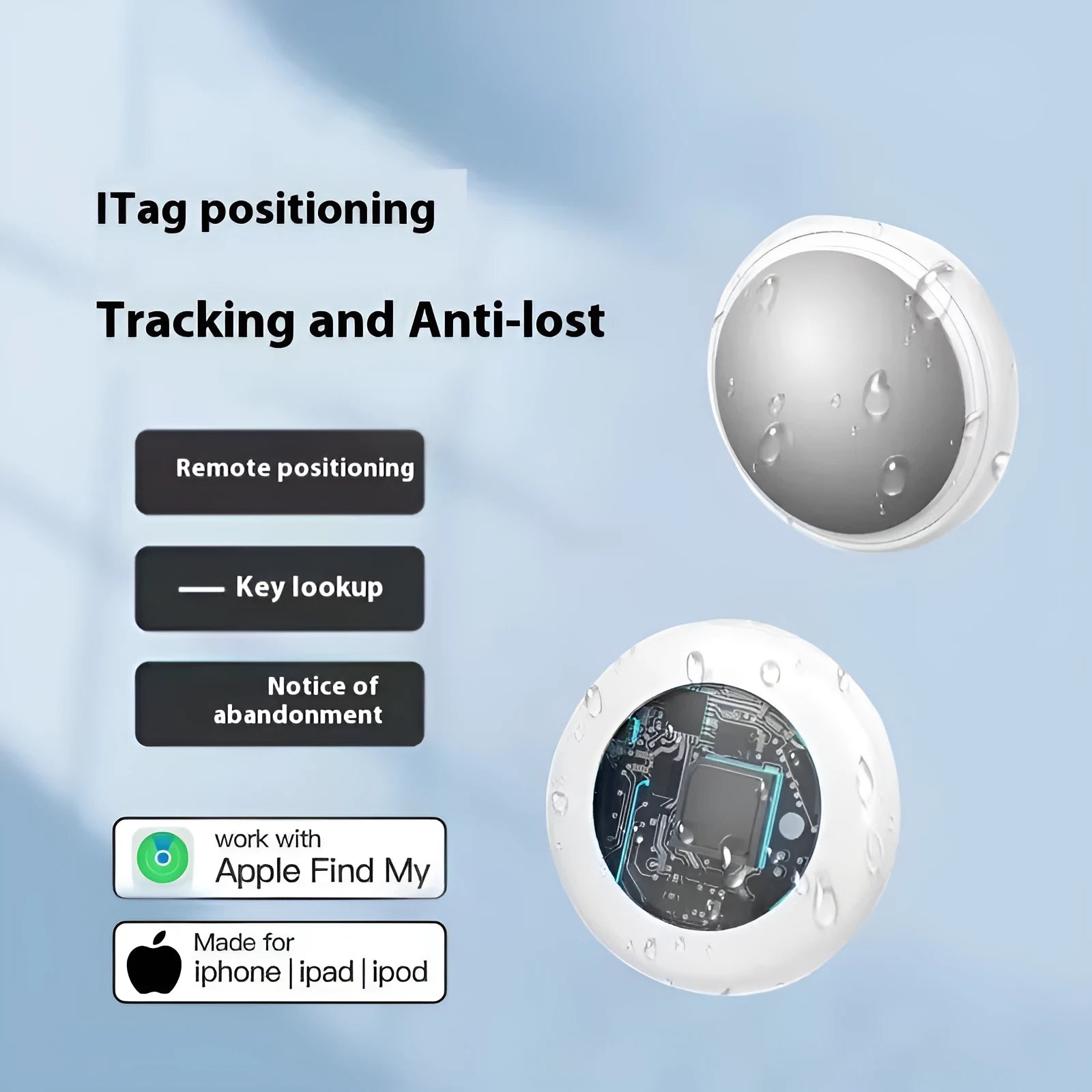 White vehicle anti-theft tracking locator keychain with silicone case and keyring
