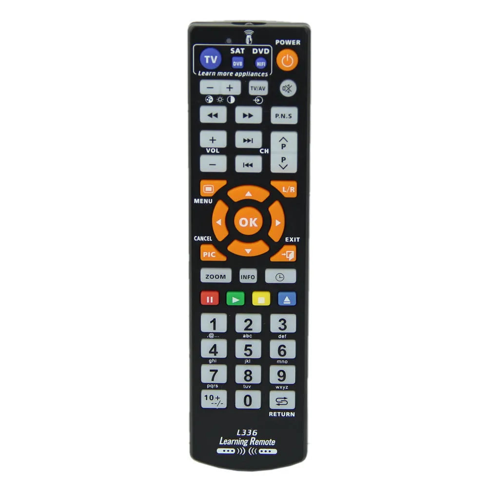 Black L336 universal learning remote control for TV and DVD equipment
