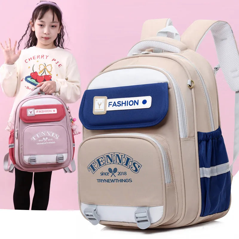 Large capacity nylon student schoolbag in childlike cute style with letter printing and airpillow straps