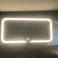 White car sun visor with integrated LED make-up mirror, ABS frame, aluminium lens, 24.2x12x1.5 cm dimensions