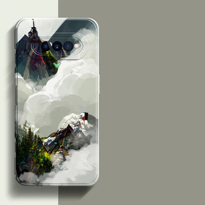 Liquid soft silicone drop-proof phone case for Xiaomi Black Shark, Chinese style design, colour Cang Lan