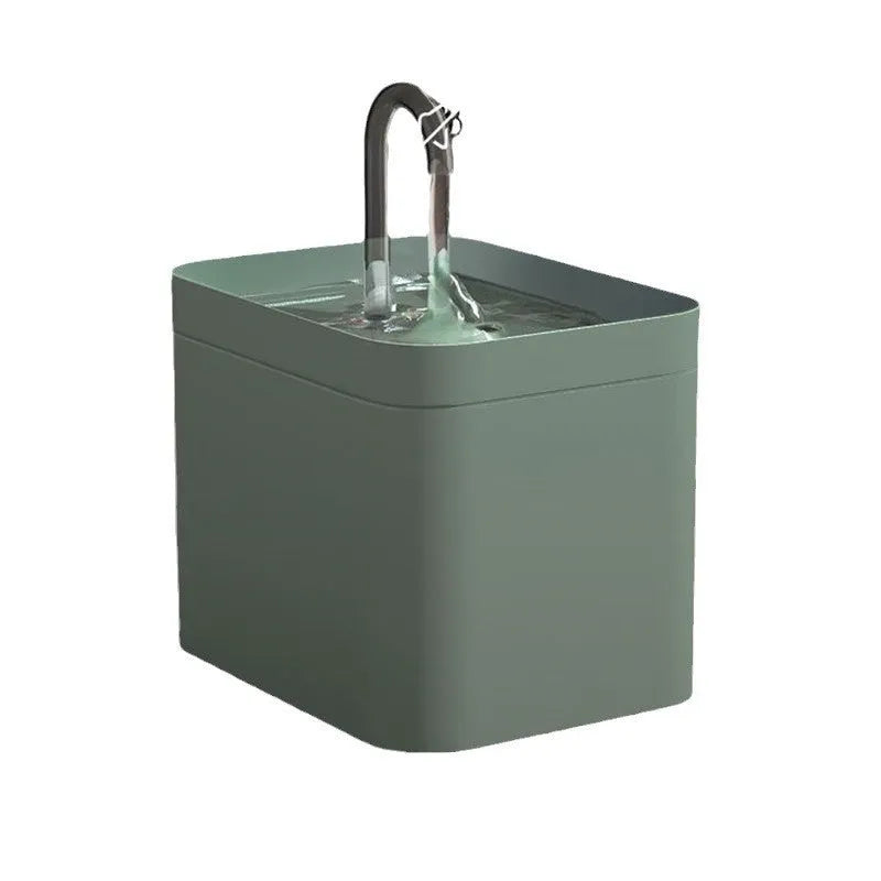 1500ml mute automatic circulating cat water fountain in crystal elbow frosted green with USB anti-dry burning option