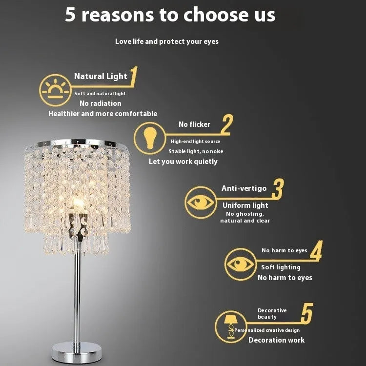 Rechargeable crystal decorative table lamp 20x42cm modern simplicity style with crystal details