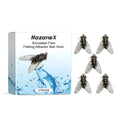 Five small, square 1.5cm biomimetic insect soft bait fishing lures on a hook.