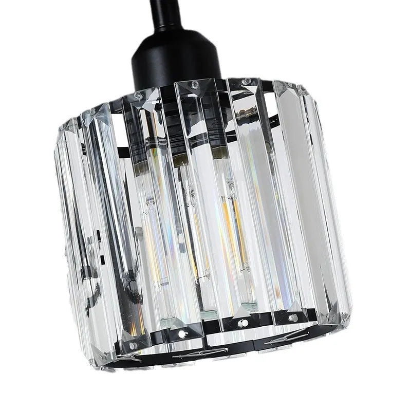 Crystal ceiling light in black modern style with E27 E26 220V fitting for corridor and entrance