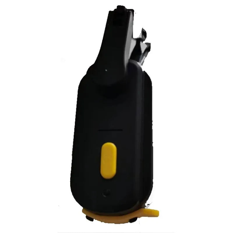 Black 800mA electrical wiper motor with attached 65mm rubber blade for mounting on a motorcycle helmet visor.