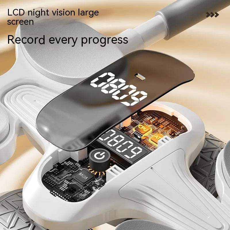 White household roller fitness equipment with LED timing display for abdominal workouts