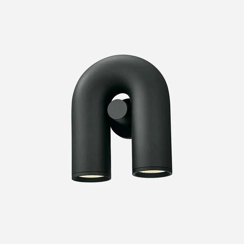 Macaron U-shaped creative wall lamp in orange, blue, grey, or black with 220V voltage and three-colour light source