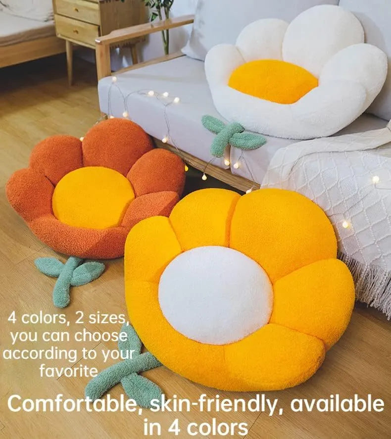Flower shaped cat nest in brown with thick cushion and non-slip base for small pets