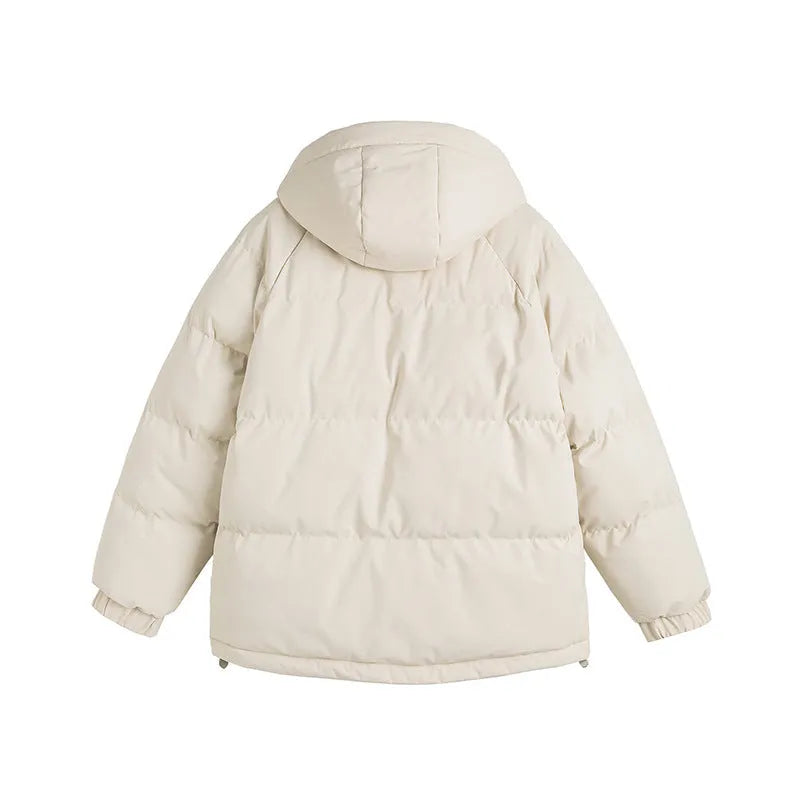 Loose winter padded jacket in multiple colours with side seam pockets and cardigan design