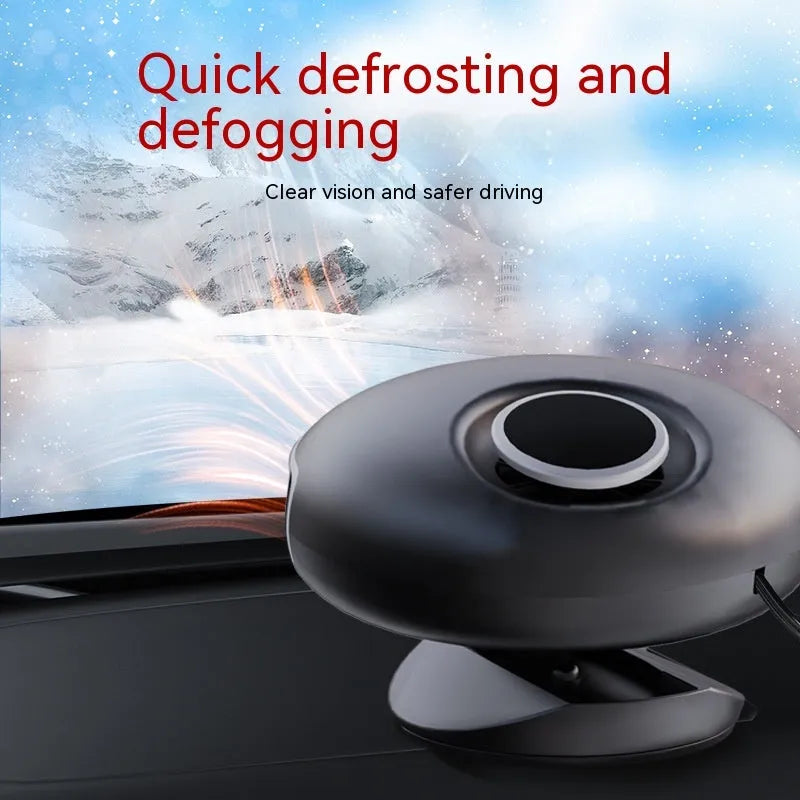 Black car warm air blower heater with power cable for 12V or 24V vehicle defrosting