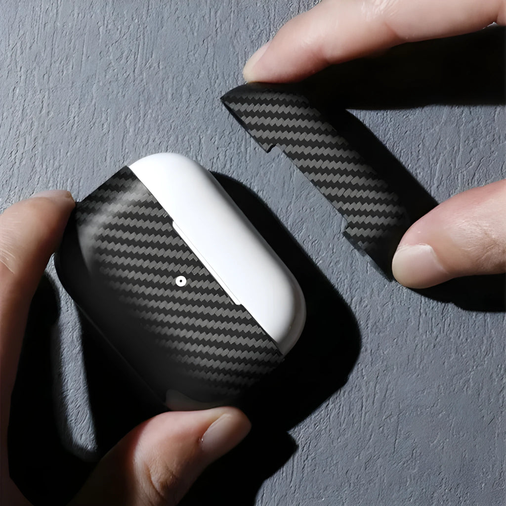 Carbon fiber earphone case for Airpods Pro 2 in matte or glossy finish with cartoon style