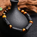 Natural obsidian bracelet with constellation design and 8mm stone in retro unisex style