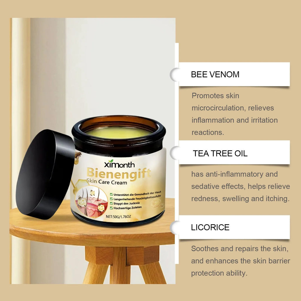 50g jar of bee venom neck cream with herbal moisturising ingredients