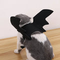 Black wings Halloween felt costume for a dog or cat, shown with a bell accessory.