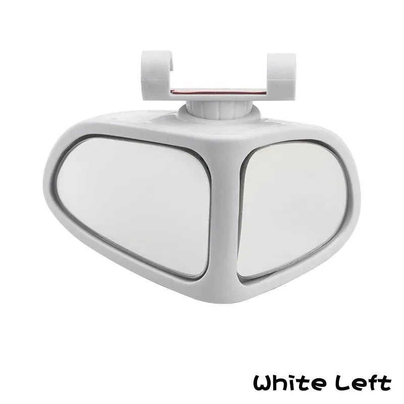 Small round adjustable car reversing mirror with adhesive back, shown in various colours.