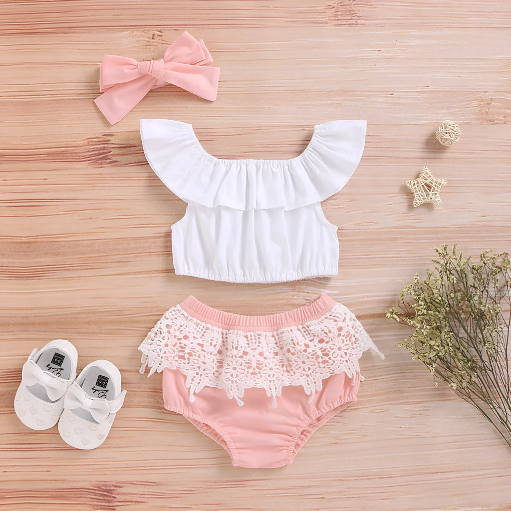 Boys white cotton summer outfit set with vest, shorts and bow tie, child sizes 70cm to 100cm