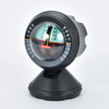 Black vehicle mounted slope meter for measuring car inclination and elevation angles on dashboard.