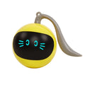 Electric cat toy ball in cloudy blue plastic on a light floor