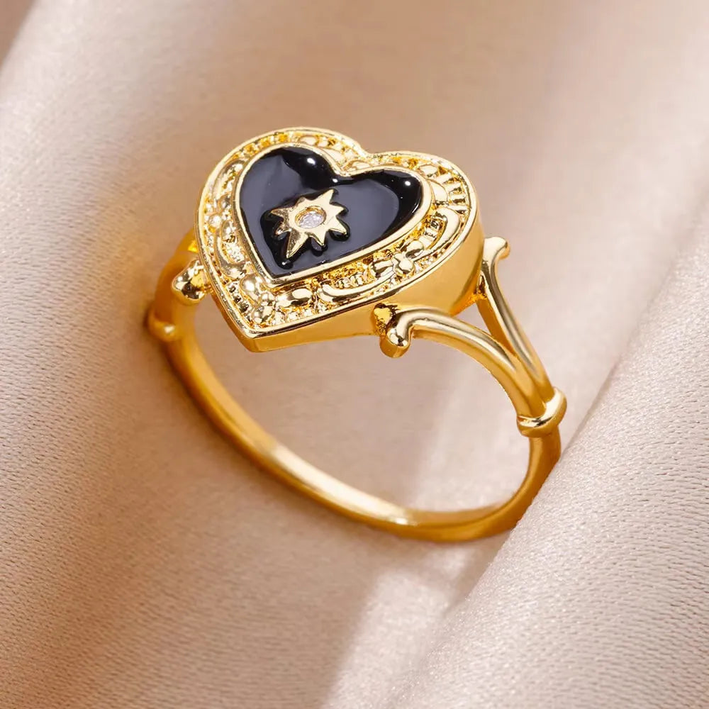 18K gold plated love emerald adjustable open mouth ring with synthetic zircon stone on copper base