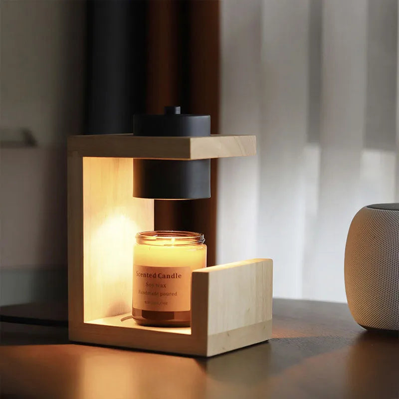 Nordic solid wood dimmable wax melting lamp in black with two bulbs