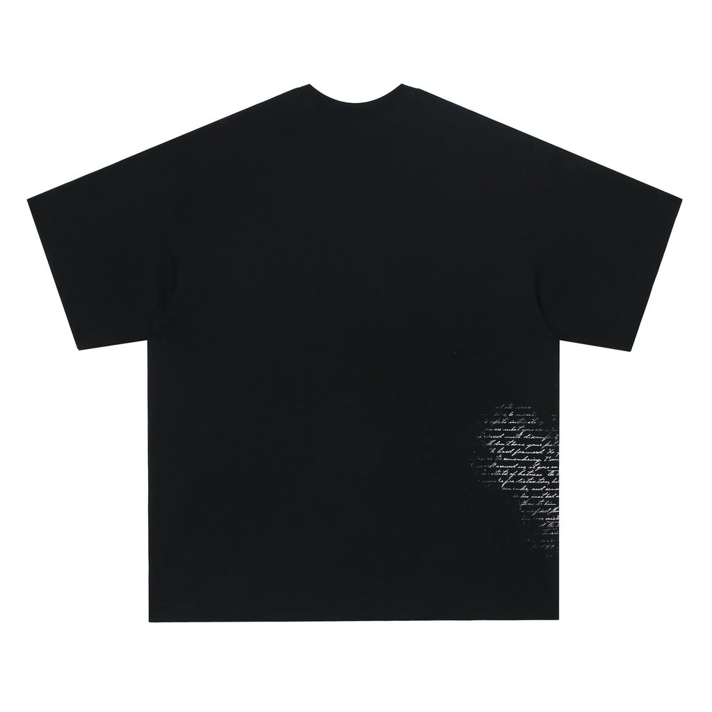 American Retro Hip Hop Gothic pure cotton T-shirt with letter pattern in white or black colours