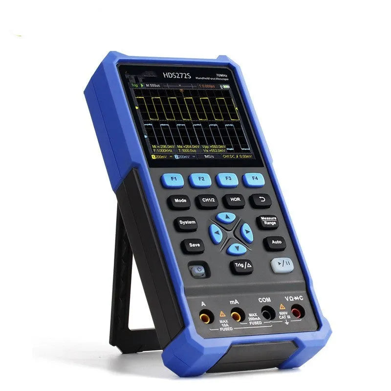 Handheld digital oscilloscope with probe and accessories for automotive electrical testing