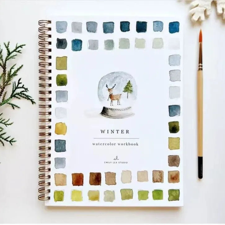 Portable paint box with twelve natural pigment colours arranged in a fashionable palette