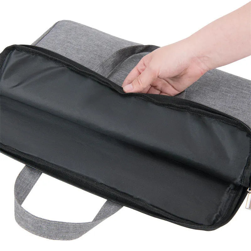 Oxford cloth portable breathable computer bag in black with rain cover, zipper opening, and internal photo bit compartment
