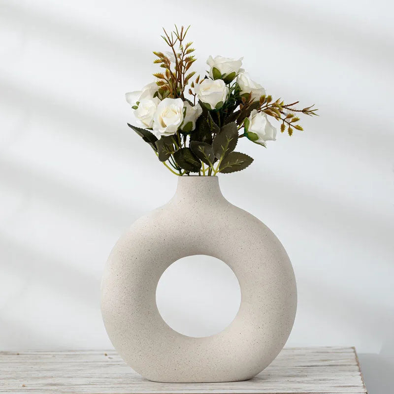Porcelain biscuit vase with frosted texture for flower arranging in modern design