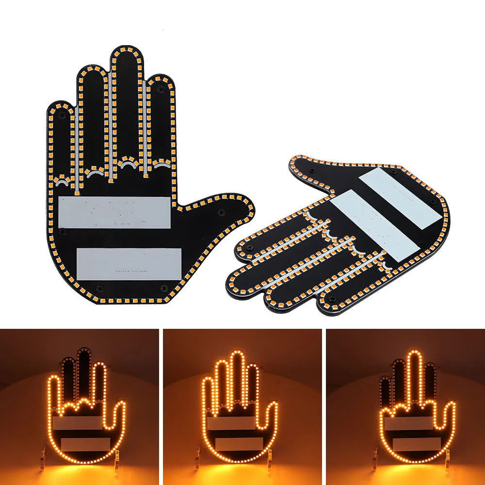 LED multi-function warning decoration car atmosphere finger lights with remote control for men and women