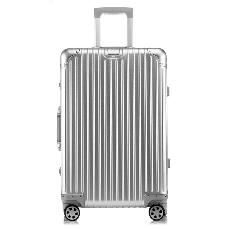 Silver diamond frosted unisex medium suitcase trolley for girls and boys with ID pocket