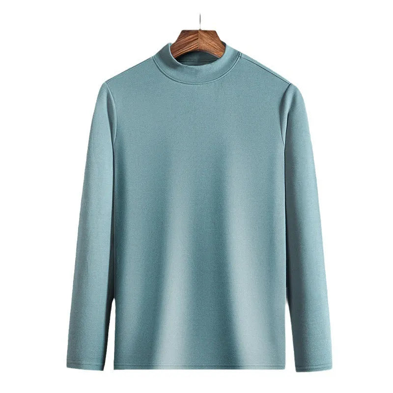 Men's half-high collar long sleeve modal undershirt in solid colour, pullover style
