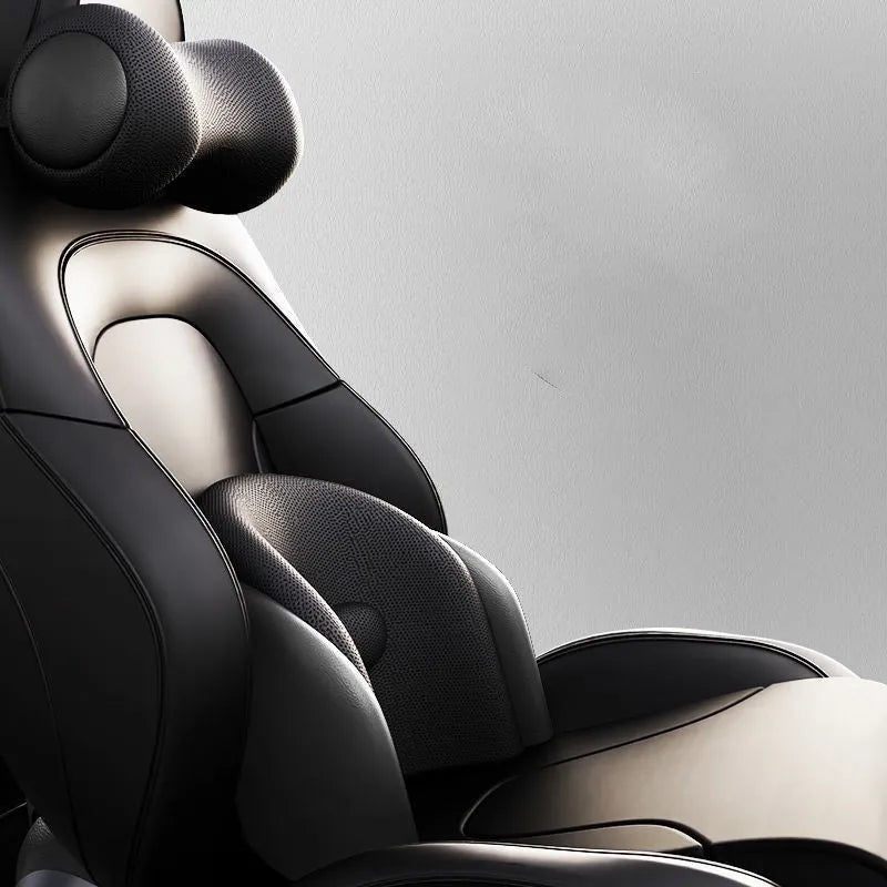 Car electric massage cushion with memory cotton construction in classic black colour on vehicle seat