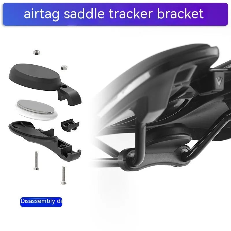 Black ABS plastic bicycle tracking device bracket kit with anti-theft bolts for seat bow mounting