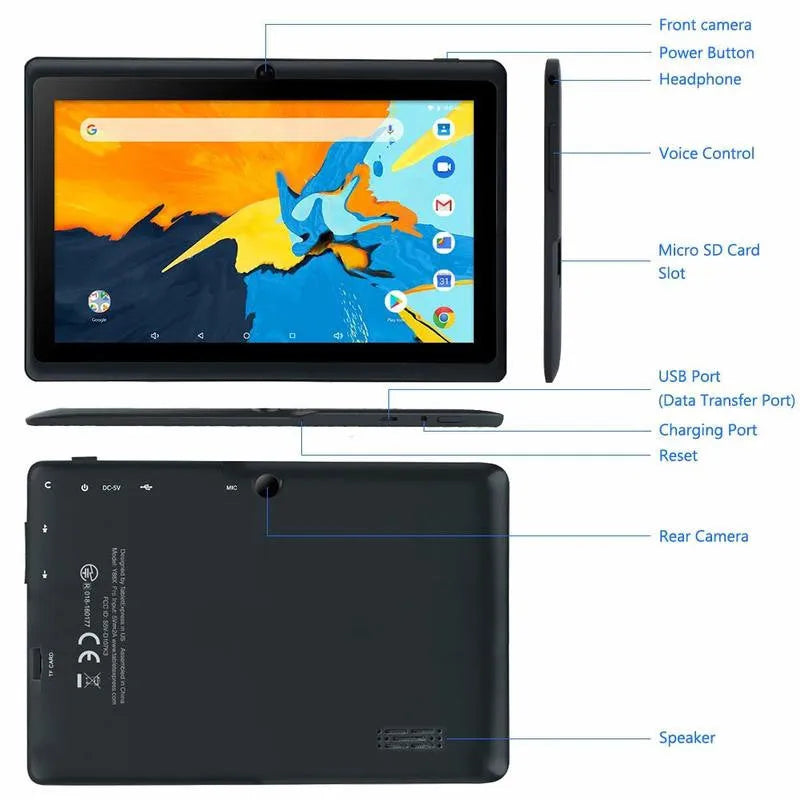7-inch children's tablet computer with Full HD IPS screen, Bluetooth, and GPS in blue colour