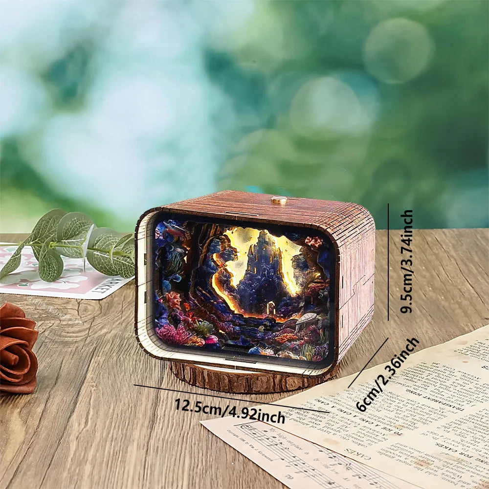 3D wooden carved night light bedside ornament in American style with carved detail