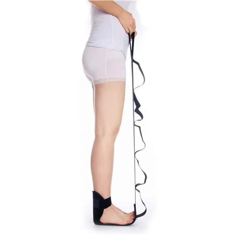 Polyester cotton physiotherapy stretch strap for yoga and rehabilitation in black