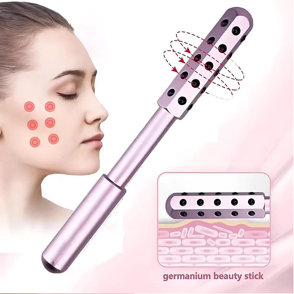 30 Germanium Beauty Stick massage wand with gold finish and 30 energy stones for facial roller use