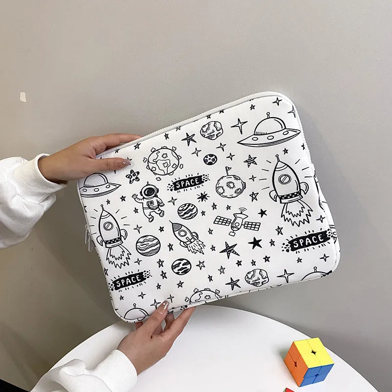 Checkerboard polyester hand file bag for 11 inch notebook plaid colour front view