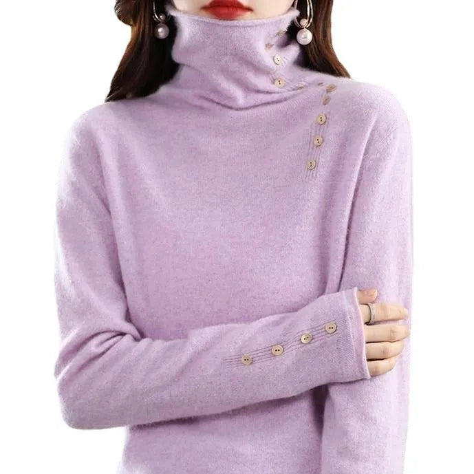 Slim fit knitted bottoming shirt in core-spun yarn with regular sleeves and 40cm length