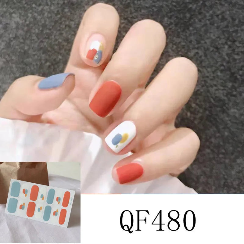 3D diamond waterproof nail stickers for pregnant women, 14 full coverage stickers per pack, multiple colour styles