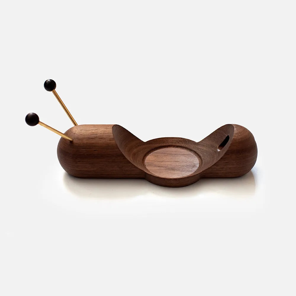 Khaki brown non-slip desktop bracket for Apple HomePod smart speaker with cable management
